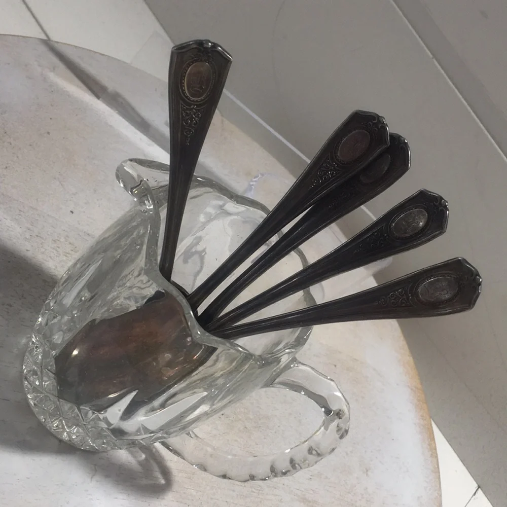 Vintage engraved teaspoons set of 5 with “R”